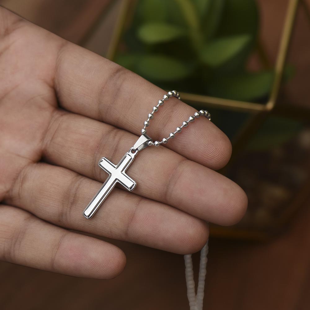 Armor of God stainless steel cross necklace on ball chain, Ephesians 6:10-11