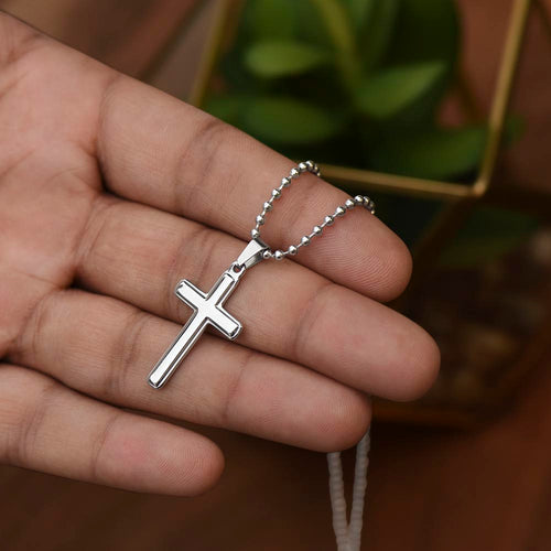 Armor of God stainless steel cross necklace on ball chain, Ephesians 6:10-11