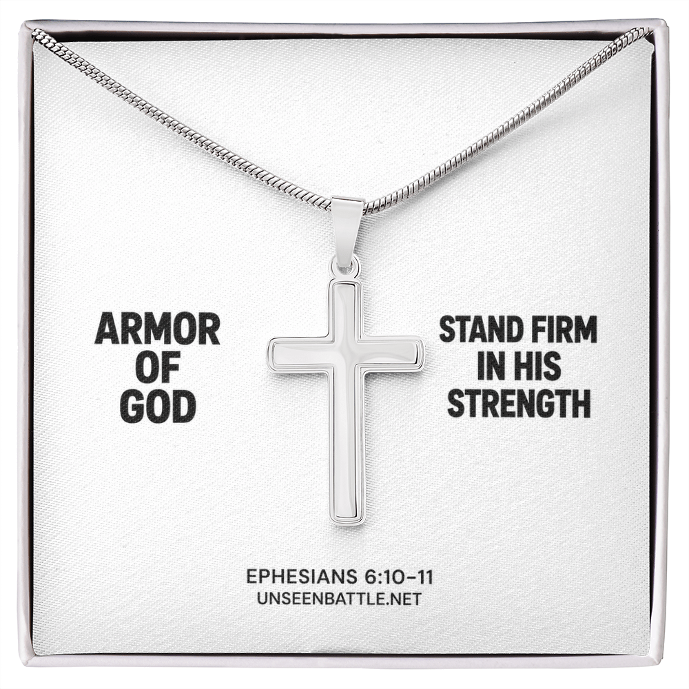 Armor of God cross necklace on snake chain, Ephesians 6:10-11