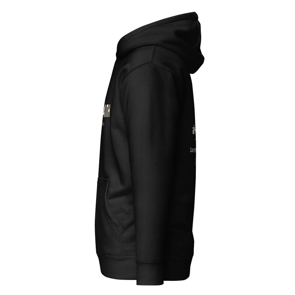 AGAPE Greek word Bible study hoodie, black, left view