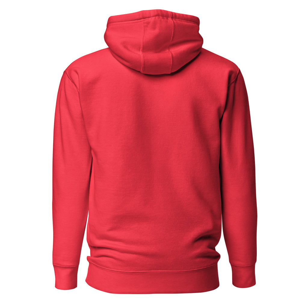 Strong in the Lord red Ephesians 6:10 Christian hoodie, back view