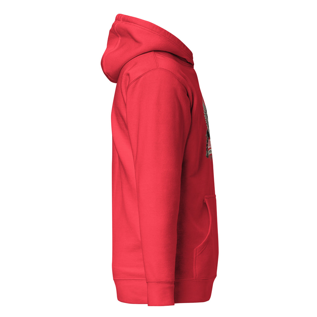 Strong in the Lord red Ephesians 6:10 Christian hoodie, right view